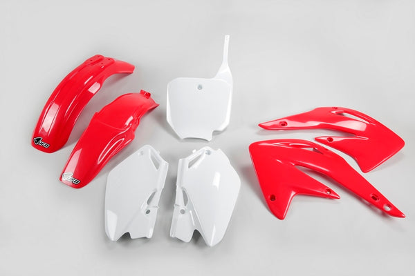 UFO Plastic Kit OEM Color Red/White Honda CR85R/RB HOKIT109@999 