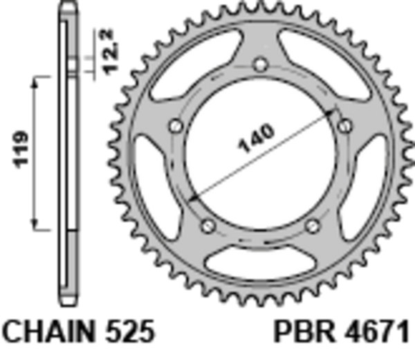 PBR acél szabvány hátsó Spropet 4671 - 525 4671 44 C45