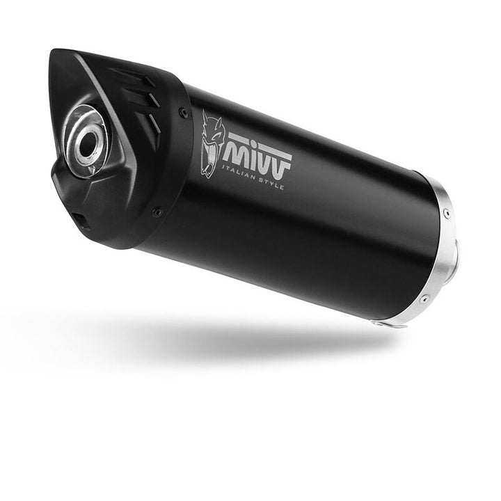 Närbild av MIVV On Mover Silencer MV.PG.0008.LV i svart design, avgassystem för scooters inom kategorin fordonstillbehör.
