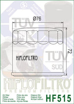 HIFLOFILTRO Oil Filter - HF515 HF515