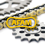 AFAM Chain Kit 420R1 12/50 (No OEM Ratio) Reinforced med ståldrev och slitstark kedja. Passar Beta RR 50 Motard-modeller för förbättrad kraftöverföring.