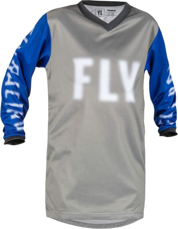 Fly Racing F-16 Youth Jersey-Gray/Blue 376-223yxs