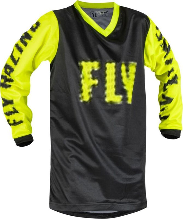 Fly Racing F-16 Youth Jersey-Black/Neon Yellow 376-220y
