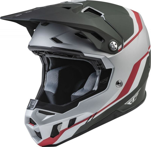 Fly Racing Formula CC Driver Helmet Matte Silver/Red/White LG 73-4313L