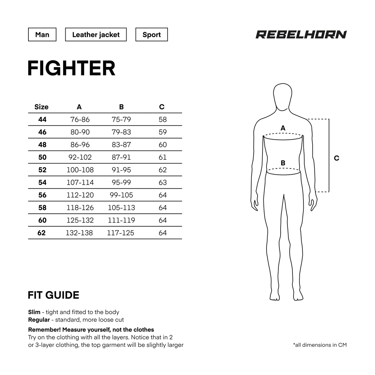 Rebelhorn MC-bőrkabát harcos fekete /influenza