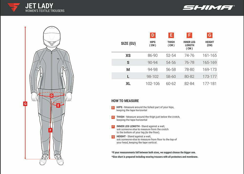 Shima Lady textil MC-nadrág jet fekete