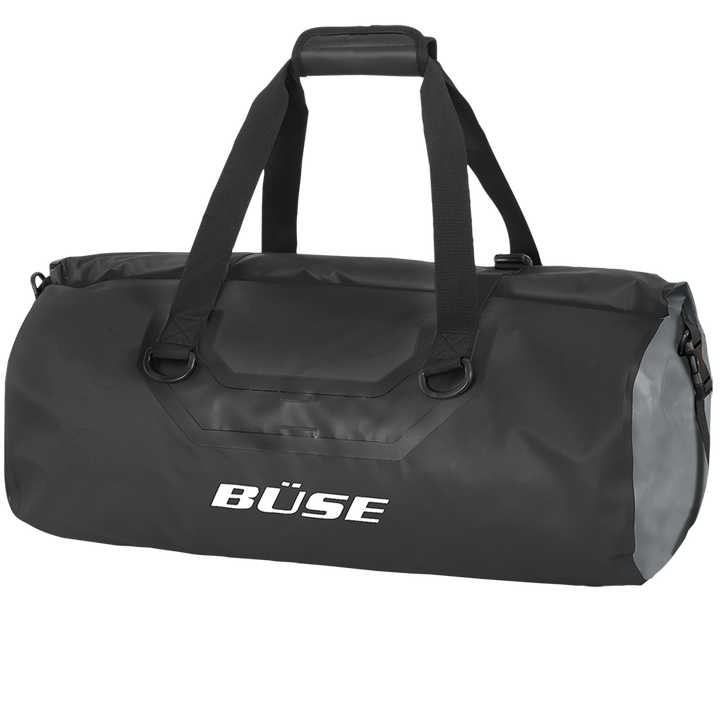 BÜSE Drybag 90 Liter Svart, vattentät motorcykelväska med robust design och slitstarkt material. Perfekt för långresor och tuffa väderförhållanden.