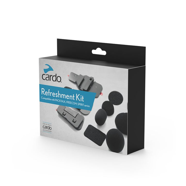 Cardo Refreshment kit för Packtalk, Smartpack och Freecom. Innehåller tillbehör för kommunikationsradio, inklusive öronkuddar och fästen.